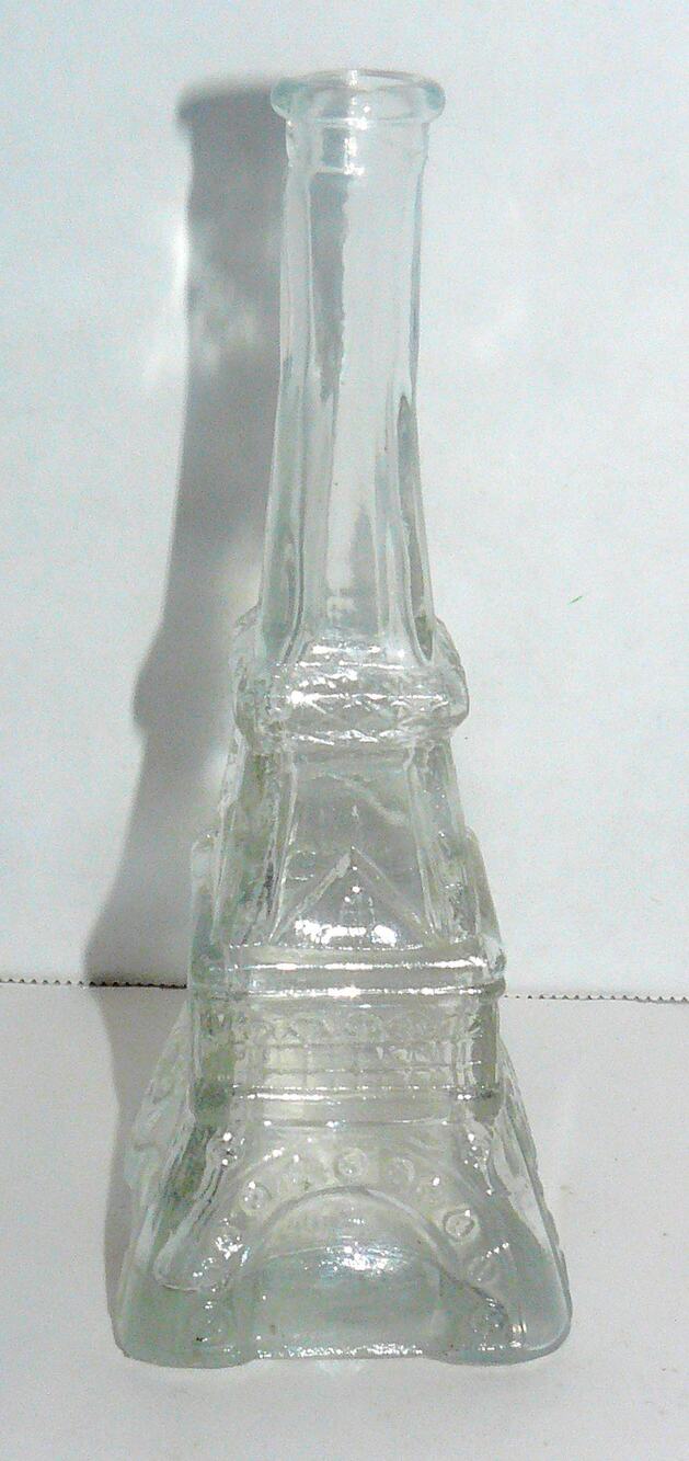 Eiffel Tower Clear Glass Paris Decorative Bottle Vase 7" Square Base